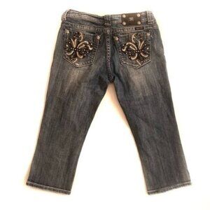 Miss Me Easy Cropped Jeweled Back Pocket Jeans - 28